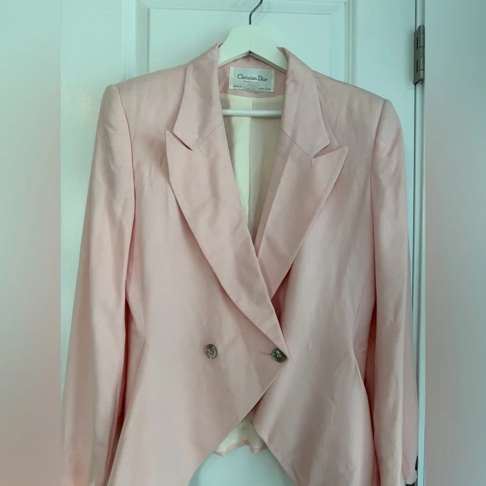 Vintage Christian Dior Peplum Blazer Light Pink Size 12